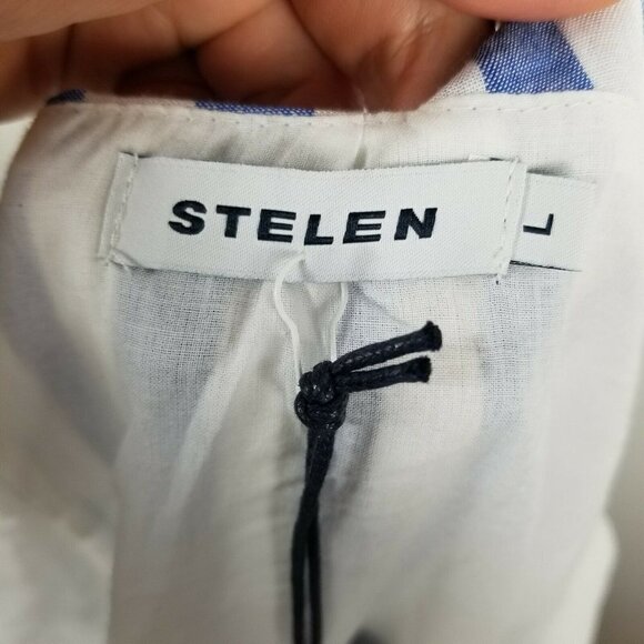 Stelen Womens Blue White Striped Sleeveless Dress - Picture 5 of 5